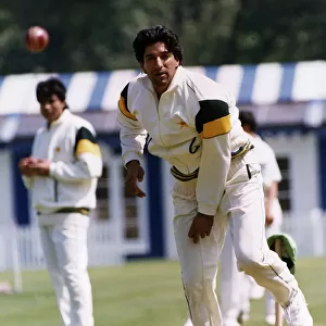 Wasim Akram Cricketer Pakistan fast bowler in action