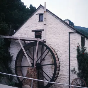 A water wheel on a house in Polperro, Cornwall. 1973 A water wheel on a house in Polperro, Cornwall. 1973