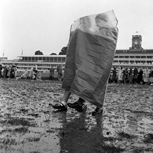 Waterproof cape for two June 1953 worn at Ascot races on a rainy day