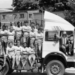 Watford FC chairman Elton John with Watford football team at a photocall