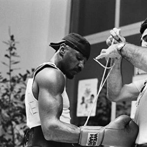 WBC and WBA world champion Marvin Hagler training for his sixth defence of his world