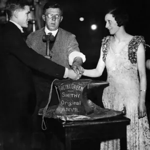 A wedding over the anvil with the actual Gretna Smith officiating at the press Ball A wedding over the anvil with the actual Gretna Smith officiating at the press Ball