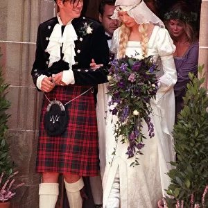 Wedding of Model Kirsty Hume and Donovan Leitch September 1997 at Luss Parish church