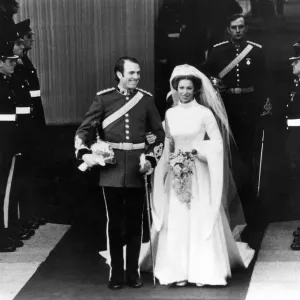 Princess Anne and Capt. Mark Phillips Wedding Print 1973