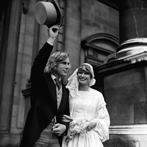 Wedding of racing driver James Hunt to Susan miller 1974