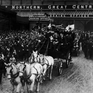 Welcome home for the victorious Manchester United team following their 1-0 victory over Welcome home for the victorious Manchester United team following their 1-0 victory over