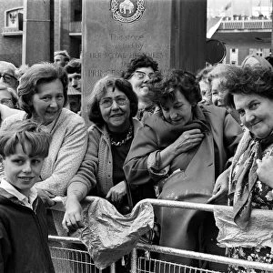 Well-wishers during the visit of Queen Elizabeth II to the Precinct, Coventry