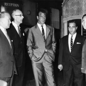 Welsh footballing great John Charles (centre) pictured with officials of Cardiff City