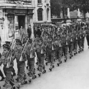 Welsh Guards Print: Cardiff City Hall Parade, Circa 1939