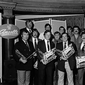 Welsh rugby stars of the 1970s recording songs for the Welsh Rugby Centenary