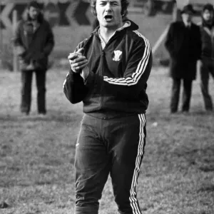 Welsh team coach John Lloyd, training at Bridgend in preparation for a match with Welsh team coach John Lloyd, training at Bridgend in preparation for a match with