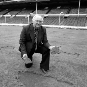 Wembley groundsman Don Gallacher inspects the damage cause by the Scottish fans following Wembley groundsman Don Gallacher inspects the damage cause by the Scottish fans following