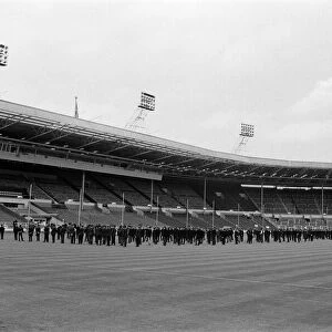 Wembley Stadium rehearsal for opening ceremony of World Cup by schoolboys. 10th July 1966