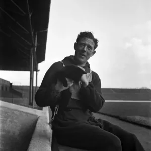 West Bromwich Albion F. C. Jack Vernon Caption with. Jopsy, Kitten mascot West Bromwich Albion F. C. Jack Vernon Caption with. Jopsy, Kitten mascot