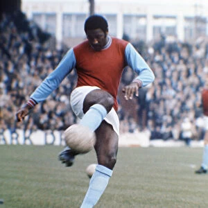 West Ham United footballer Clyde Best before a league match. November 1971