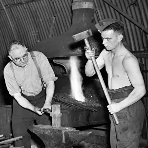 Western Command Facility Visit. In the Blacksmiths shop at a North-West depot of