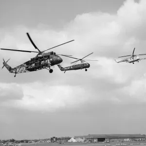 Westland Helicopters, Westminster, Wessex, Whirlwind and Sycamore hover side by side Westland Helicopters, Westminster, Wessex, Whirlwind and Sycamore hover side by side