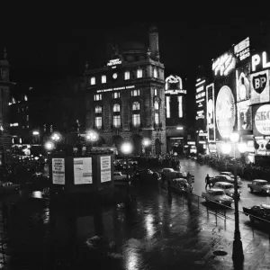 A wet and busy Piccadilly Circus, London, United Kingdom, at night A wet and busy Piccadilly Circus, London, United Kingdom, at night