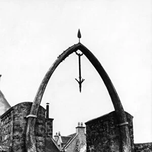 The whalebone arch, the largest jaw bones of a whale in captivity at Lakefield House in