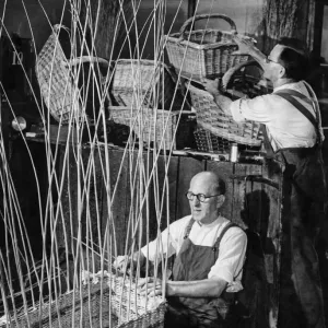 Wil Preedy at Work Print, a photograph of a man making a hamper basket