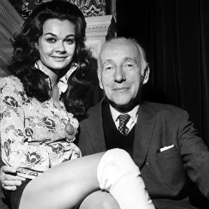 Wilfred Hyde White actor and actress Imogen Hassell Sept 1971 sitting on his knee