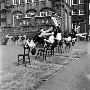 William Blake Secondary School, Battersea. Gymnastics. March 1952 C1257-003