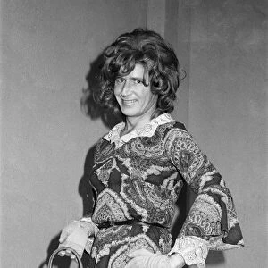 William Roache wearing a mini dress for John Bowens play, "The Disorderly Women