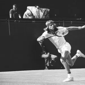 Wimbledon 1976. Bjorn Borg in action. 1st July 1976 Wimbledon 1976. Bjorn Borg in action. 1st July 1976