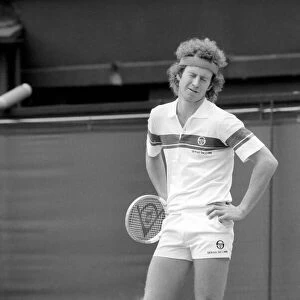 Wimbledon 1981. John McEnroe in trouble with the Umpire. July 1981 81-3764-013