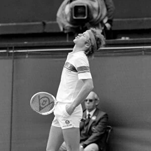 Wimbledon 1981. John McEnroe in trouble with the Umpire. July 1981 81-3764-005