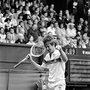 Wimbledon 1981: Singles: John McEnroe in action. June 1981 81-3631-038