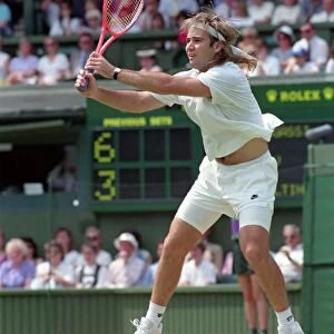 Wimbledon Tennis. Andre Agassi in action. July 1991 91-4218-032