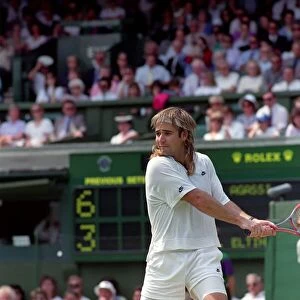 Wimbledon Tennis. Andre Agassi in action. July 1991 91-4218-037