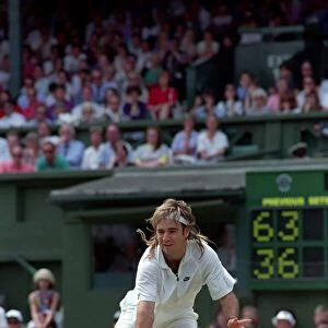 Wimbledon Tennis. Andre Agassi in action. July 1991 91-4218-024