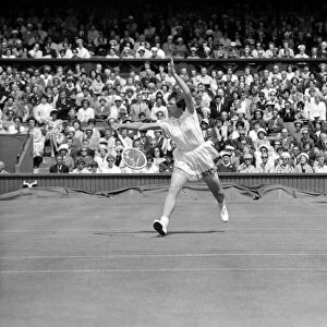 Wimbledon Tennis, Billie Jean Moffitt (later King) in play against Margaret Smith