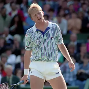 Wimbledon Tennis Print: Boris Becker in Banned Shirt, June 1989