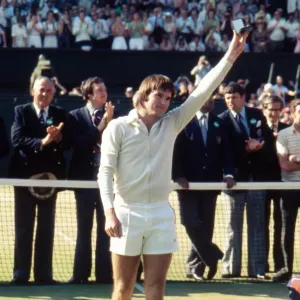 Wimbledon Tennis Championships 1977, Mens Final, Trophy Ceremony at end of match Wimbledon Tennis Championships 1977, Mens Final, Trophy Ceremony at end of match