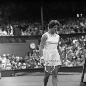 Wimbledon Tennis, Ladies day. Margaret Smith (pictured) playing against Billie Jean Wimbledon Tennis, Ladies day. Margaret Smith (pictured) playing against Billie Jean