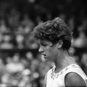 Wimbledon Tennis, Margaret Smith (pictured), in play against Billie Jean Moffitt Wimbledon Tennis, Margaret Smith (pictured), in play against Billie Jean Moffitt