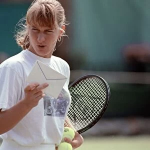 Wimbledon Tennis. Steffi Graf Training. July 1991 91-4291-009