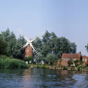 Windmill at Barton Broad, Norfolk Print August 1967 Windmill at Barton Broad, Norfolk Print August 1967