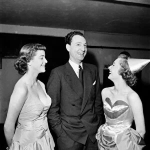 Windmill Girls Irene King (L) and Doris Deal, with TV Producer Bryan Seaso