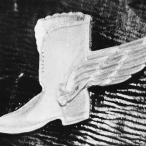 Die Flügelschuh-Flagge des späten Eintretendenklubs, der eine exklusive Organisation von R.A ist