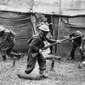 The winning team clearing up enemy headquarters during an inter-team competition held