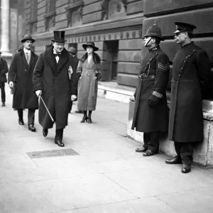 Winston Churchill arriving at Allied Conference, Downing Street, February 1921