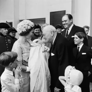 Winston Churchill at Rupert Soames Christening Print, 20th July 1959 Winston Churchill at Rupert Soames Christening Print, 20th July 1959