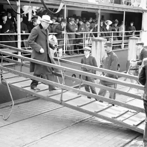 Winston Churchill in France May 1912 disembarks from a ship in Calais Winston Churchill in France May 1912 disembarks from a ship in Calais