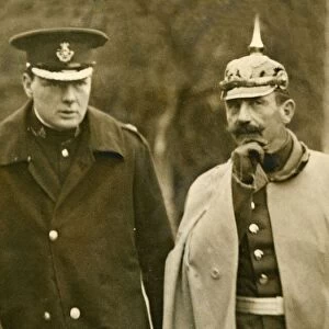 Winston Churchill with a German Officer. Circa 1909