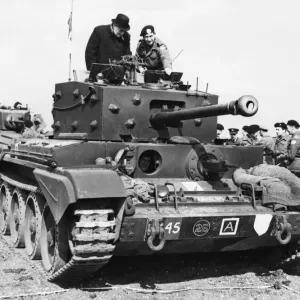 Winston Churchill Inspects Cromwell Mk IV Tank Print