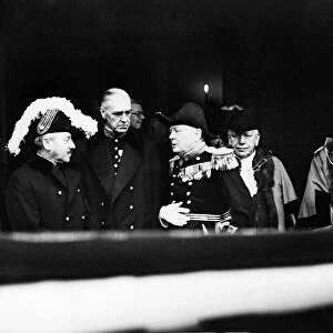 Winston Churchill leaving the Accession Council gathering at St James Palace during